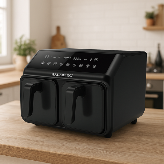 Elektrische airfryer met dubbele mand